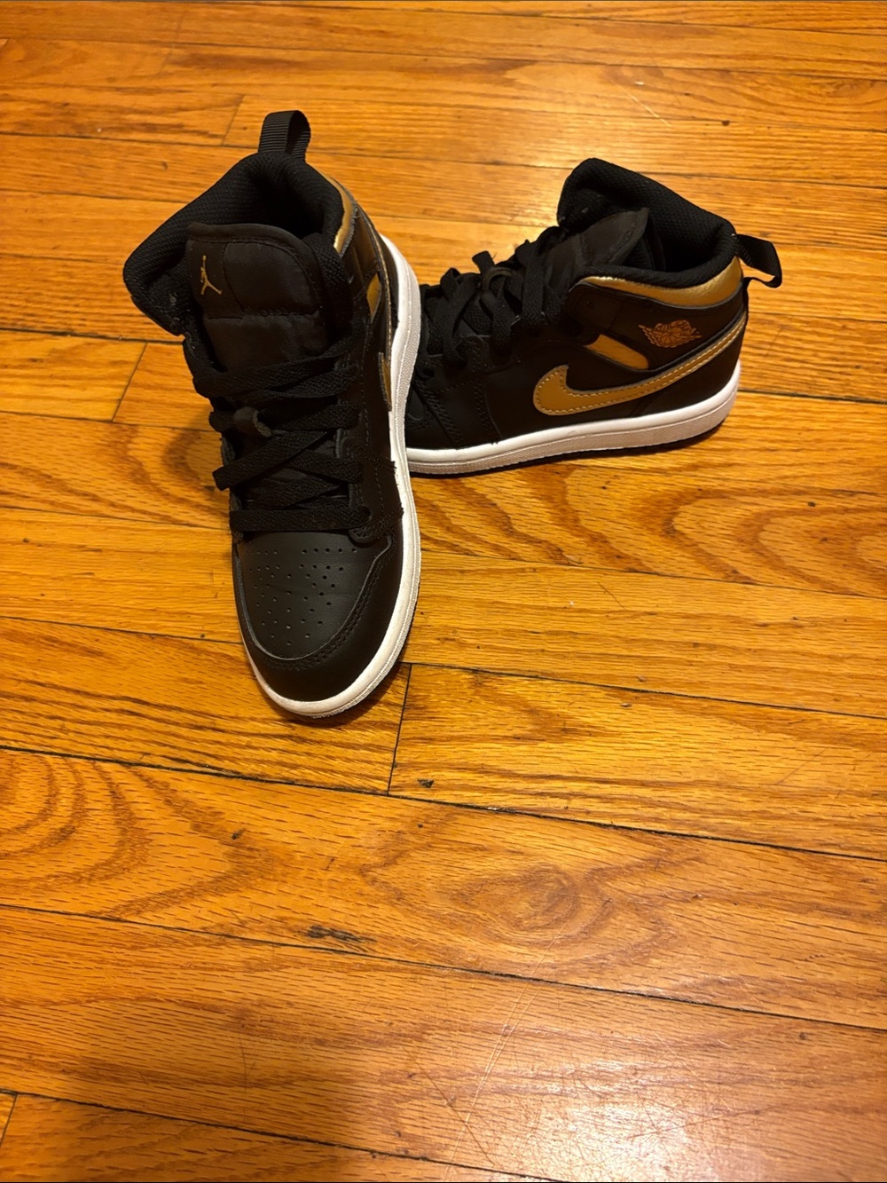 Nike Black and Gold Youth High-Top Sneakers